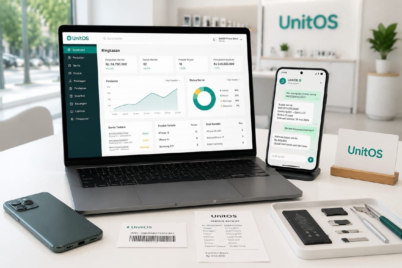 UnitOS AI Agent untuk toko gadget dan service